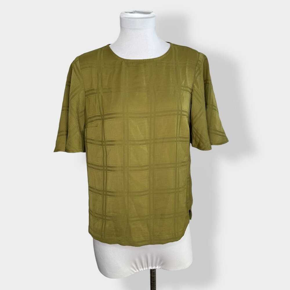 A New Day Jacquard Short Sleeve Woven Top Green XS